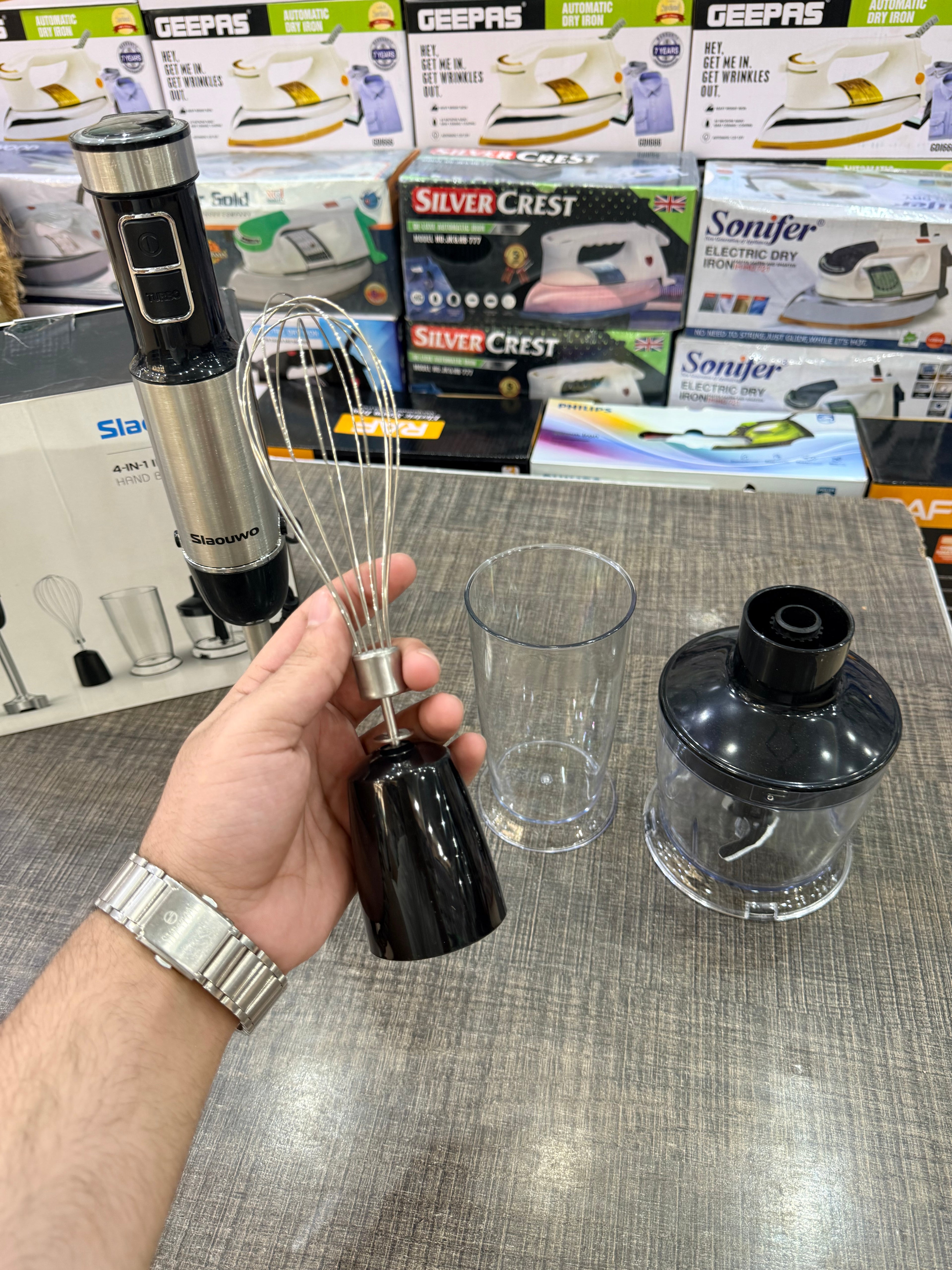 : Slaouwo 4-in-1 Immersion Hand Blender Set | Hand Blender, Chopper & Whisk