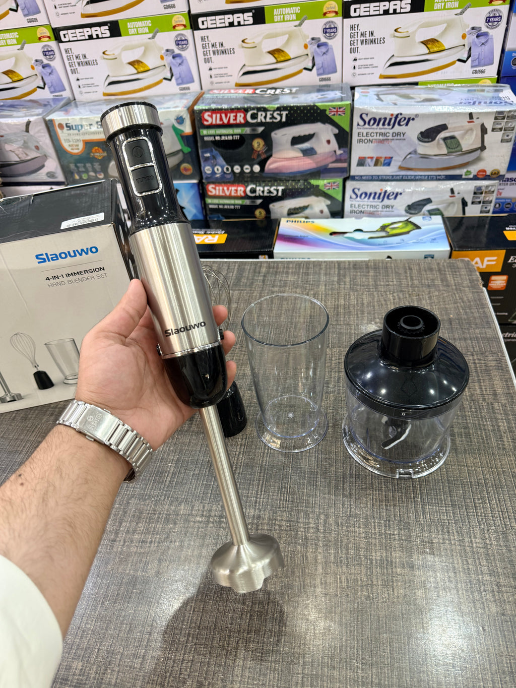 : Slaouwo 4-in-1 Immersion Hand Blender Set | Hand Blender, Chopper & Whisk