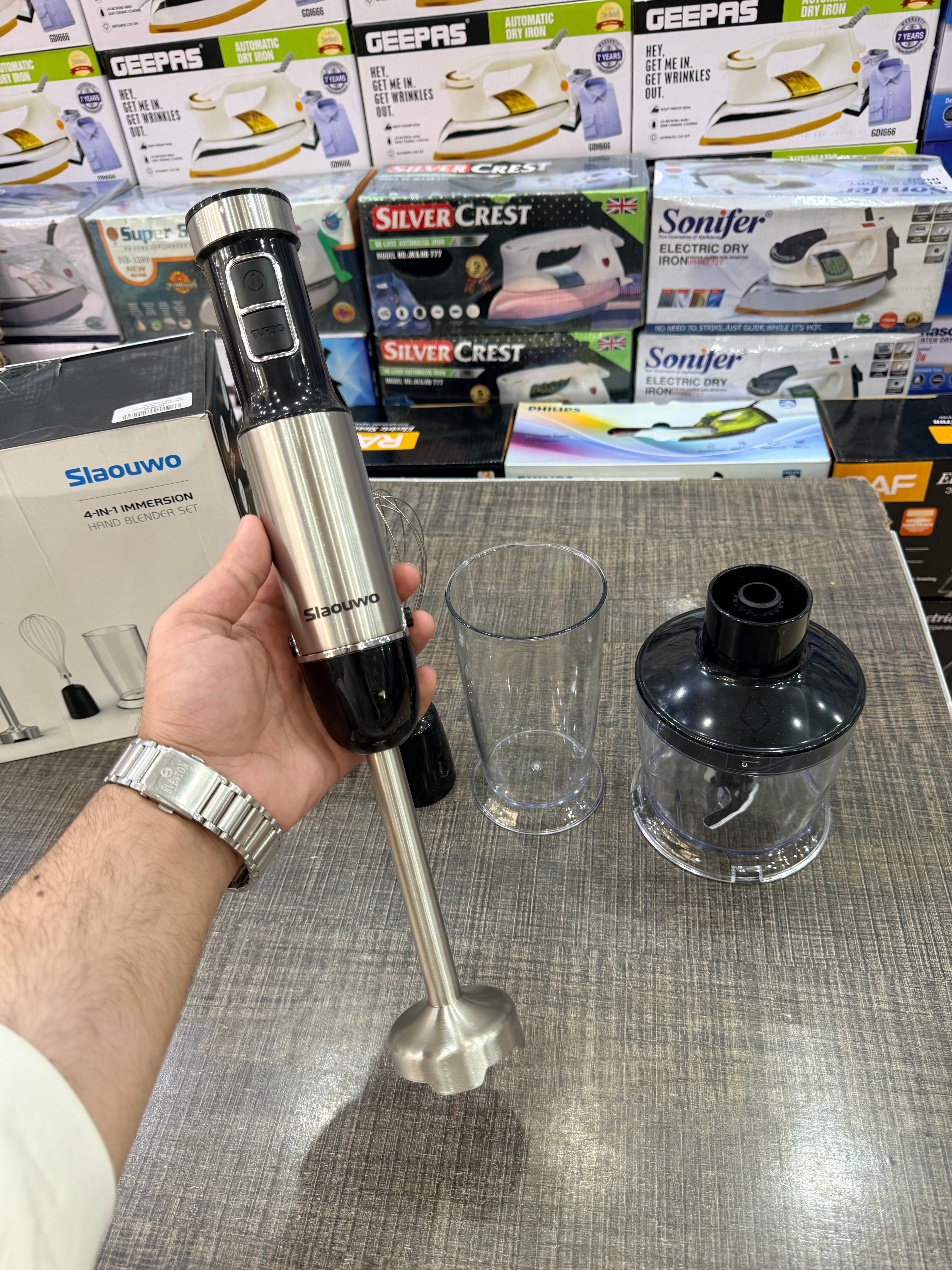 : Slaouwo 4-in-1 Immersion Hand Blender Set | Hand Blender, Chopper & Whisk