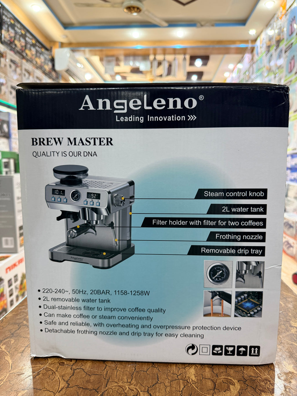 Angeleno coffee machine self coffee grinder 20 bar pressure