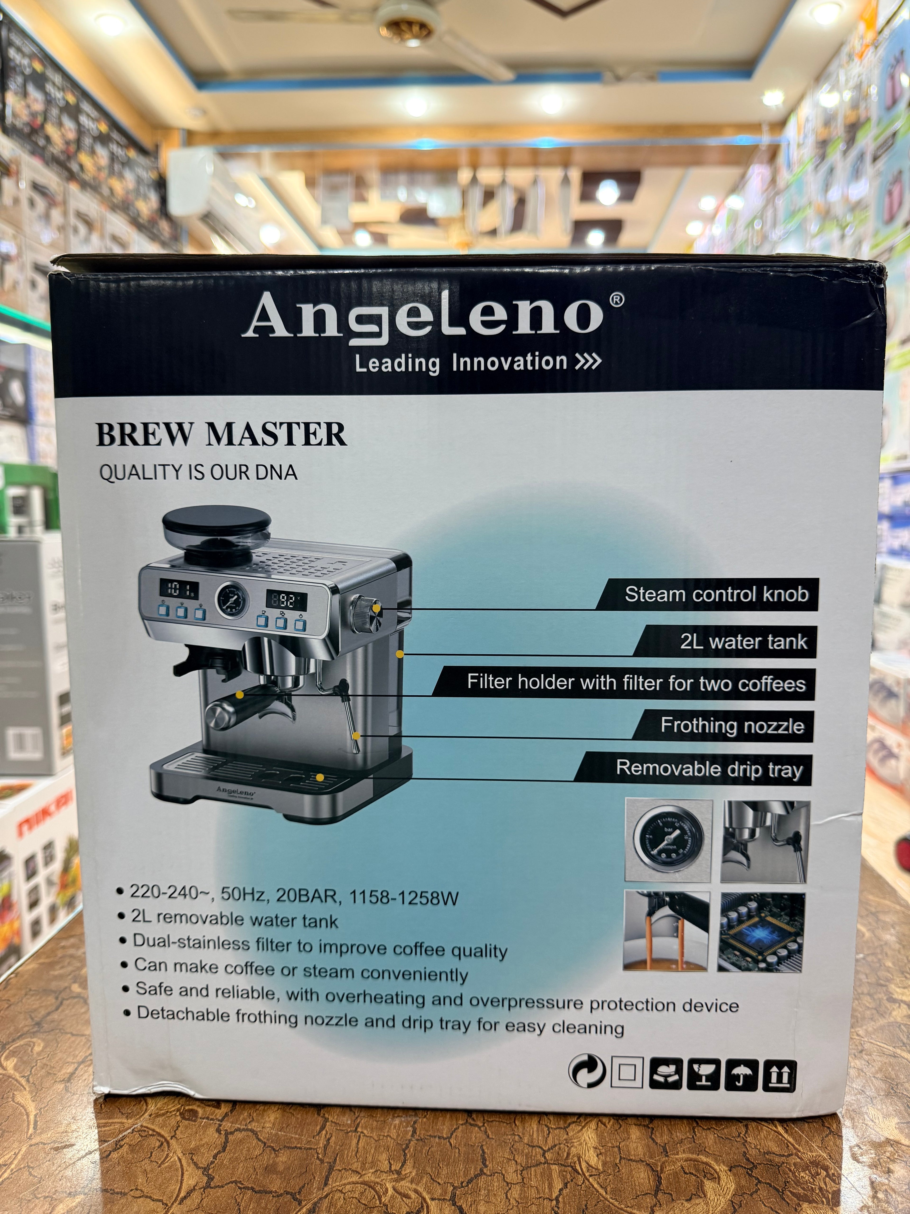 Angeleno coffee machine self coffee grinder 20 bar pressure